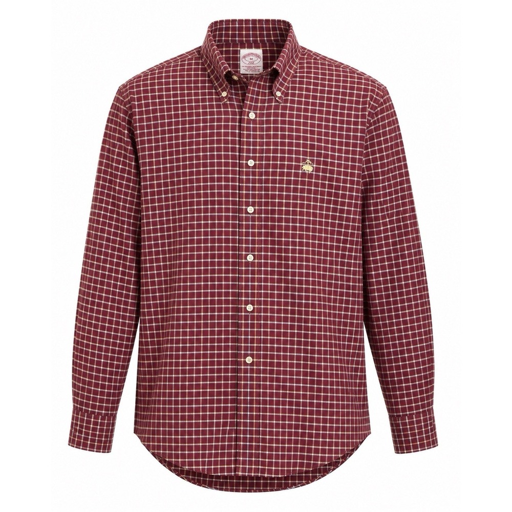 BROOKS BROTHERS Sz M Multi Plaid Original Polo Shirt Button Down Non-Iron Preppy